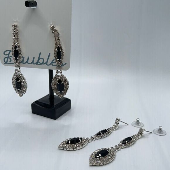 BAUBLES Jewelry - Baubles Silver Black Austrian Crystals Dangle Earrings